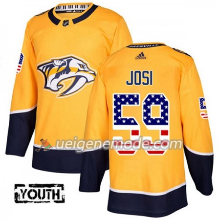 Kinder Eishockey Nashville Predators Trikot Roman Josi 59 Adidas 2017-2018 Gold USA Flag Fashion Authentic